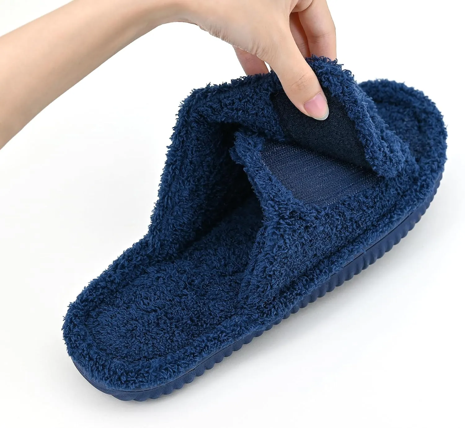 Panda Bros Adjustable House Slippers for Men Soft Open Toe Breathable Indoor Outdoor Slip on Slides Slippers with Memory Foam for Home Bedroom