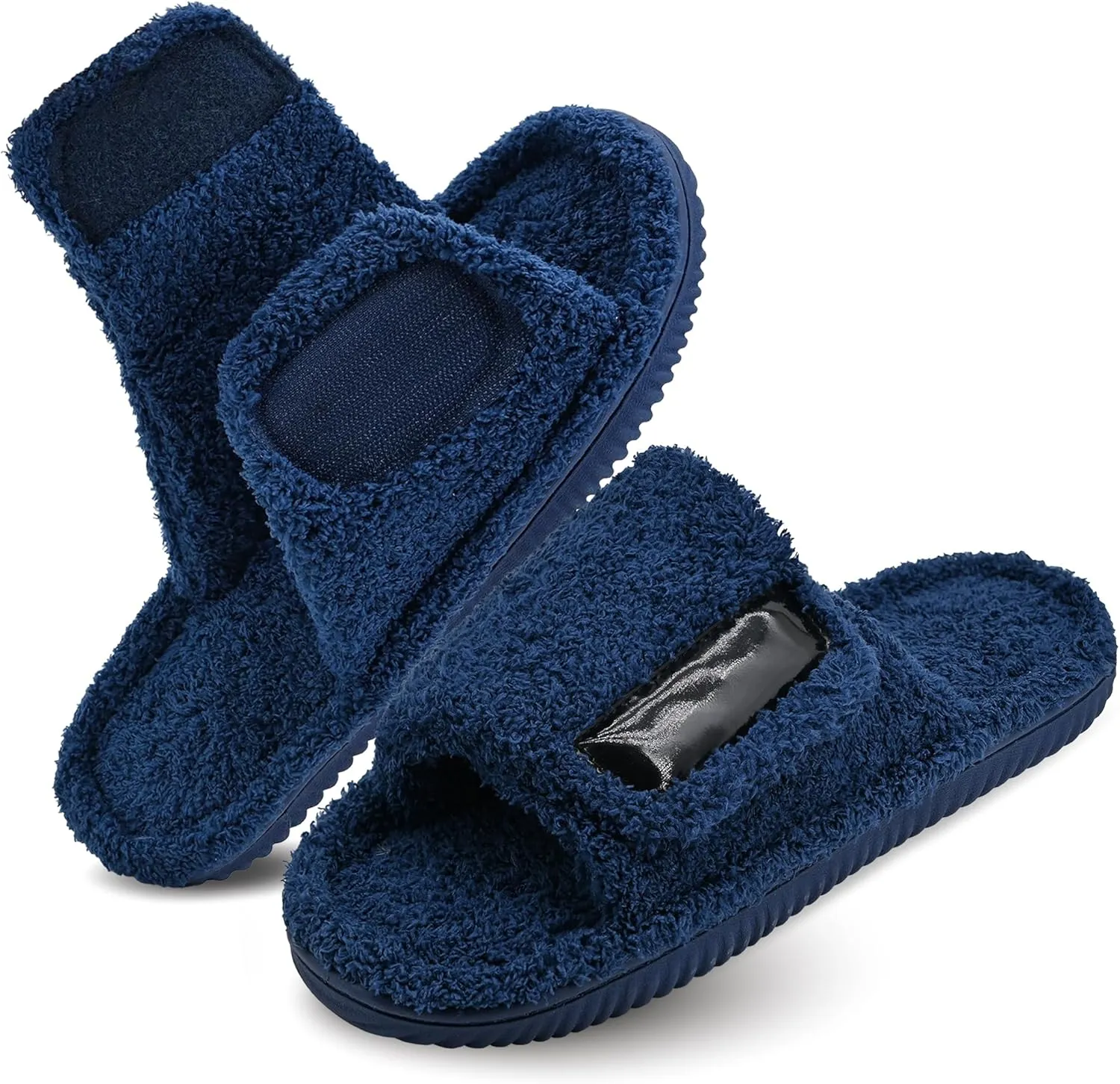 Panda Bros Adjustable House Slippers for Men Soft Open Toe Breathable Indoor Outdoor Slip on Slides Slippers with Memory Foam for Home Bedroom