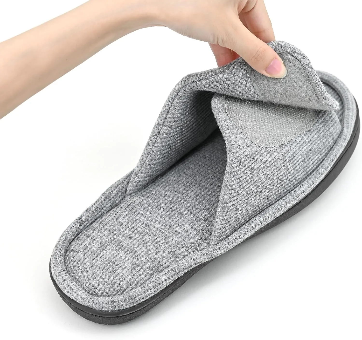 Panda Bros Adjustable House Slippers for Men Soft Open Toe Breathable Indoor Outdoor Slip on Slides Slippers with Memory Foam for Home Bedroom