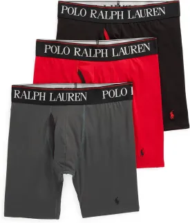 POLO RALPH LAUREN Men's 4D Flex Cooling Microfiber Boxer Briefs & Long Leg Boxer Briefs, 3 Pack