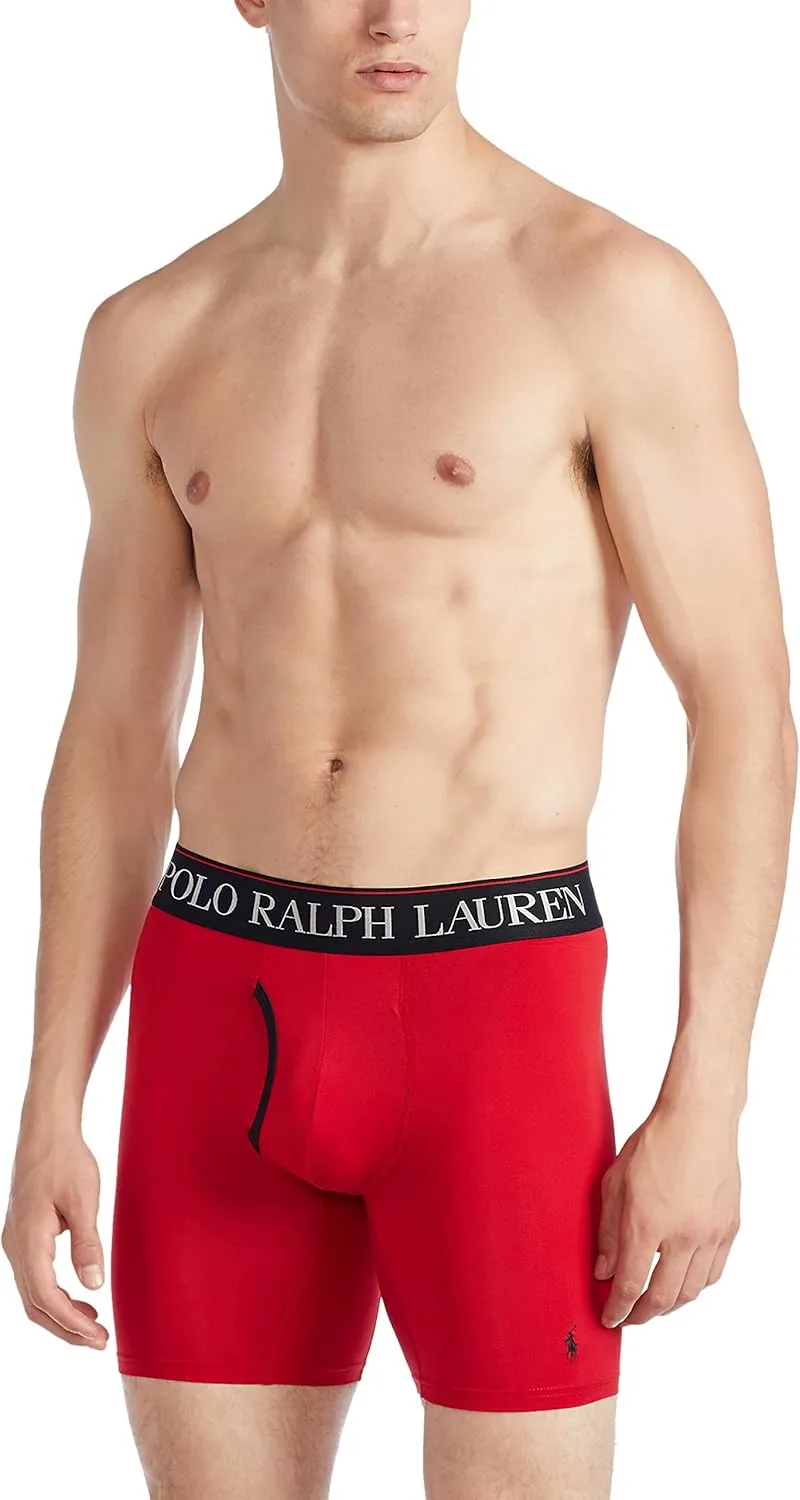 POLO RALPH LAUREN Men's 4D Flex Cooling Microfiber Boxer Briefs & Long Leg Boxer Briefs, 3 Pack