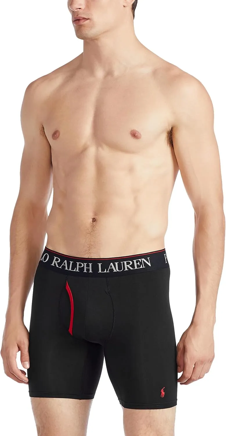 POLO RALPH LAUREN Men's 4D Flex Cooling Microfiber Boxer Briefs & Long Leg Boxer Briefs, 3 Pack