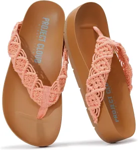 Project Cloud Womens Sandals  Comfortable Crochet Flip Flops for Women with Memory Foam Insole  Lightweight Fashion Sandals for Women 2025  Womens Flip Flops for Summer (Hammock)