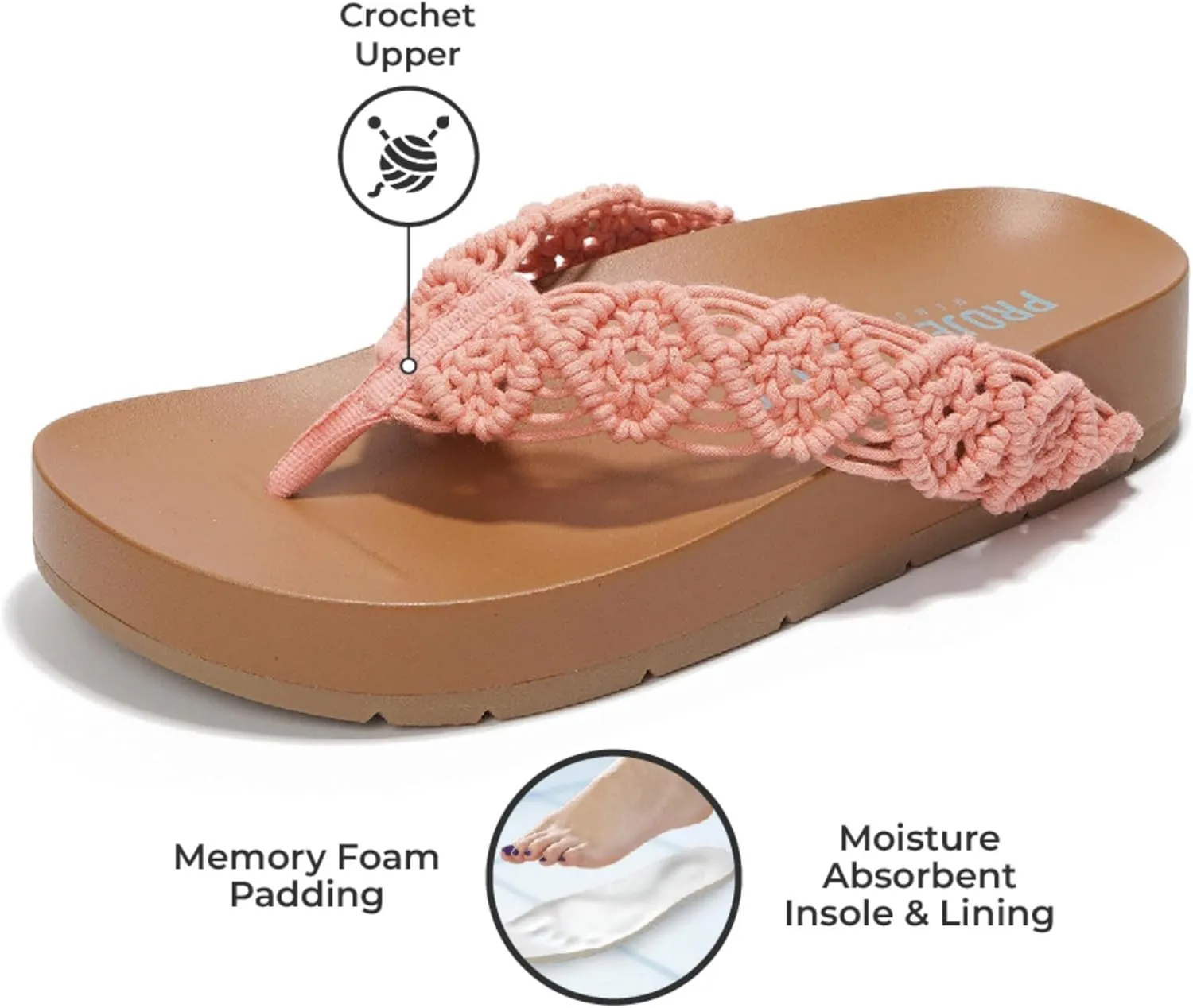 Project Cloud Womens Sandals  Comfortable Crochet Flip Flops for Women with Memory Foam Insole  Lightweight Fashion Sandals for Women 2025  Womens Flip Flops for Summer (Hammock)