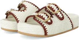 Raffia Sandals for Women Platform Slide Sandals Espadrille Adjustable Double Buckle Summer Comfortable Cute Woven Casual Beach Shoes