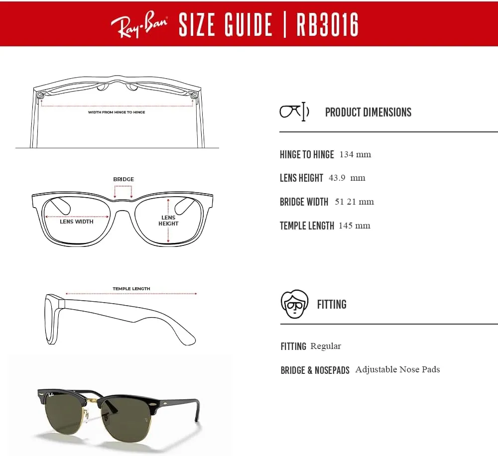 Ray-Ban RB3016 CLUBMASTER Sunglasses For Men For Women   BUNDLE with Designer iWear Eyewear Care Kit