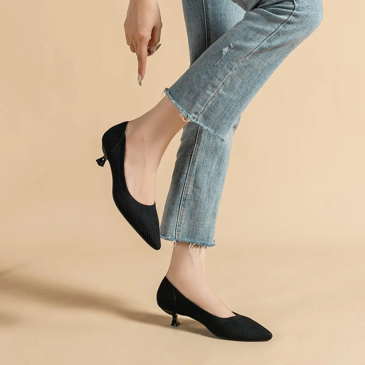 Semwiss Women's Low Heel Classic Pumps Pointed Toe Kitten Heels ShoesComfortable Casual Pumps for Women Dressy