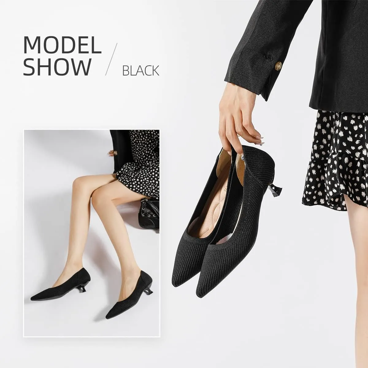Semwiss Women's Low Heel Classic Pumps Pointed Toe Kitten Heels ShoesComfortable Casual Pumps for Women Dressy