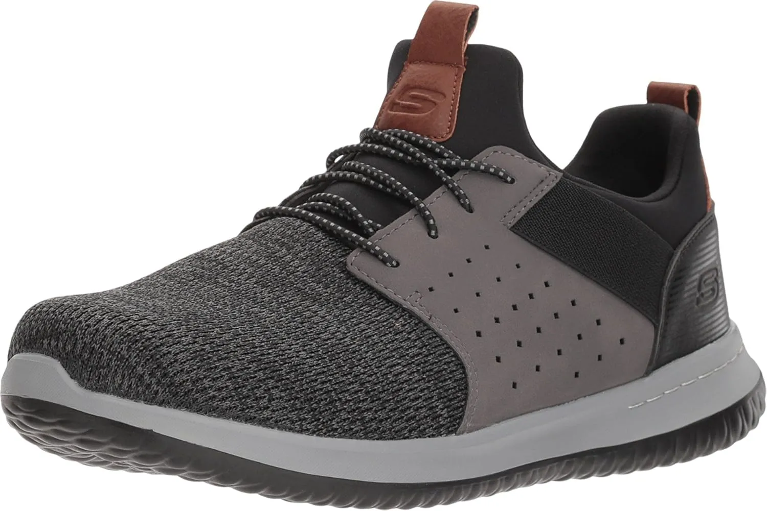 Skechers Men's Classic Fit-Delson-Camden Sneaker, Black/Grey, 13