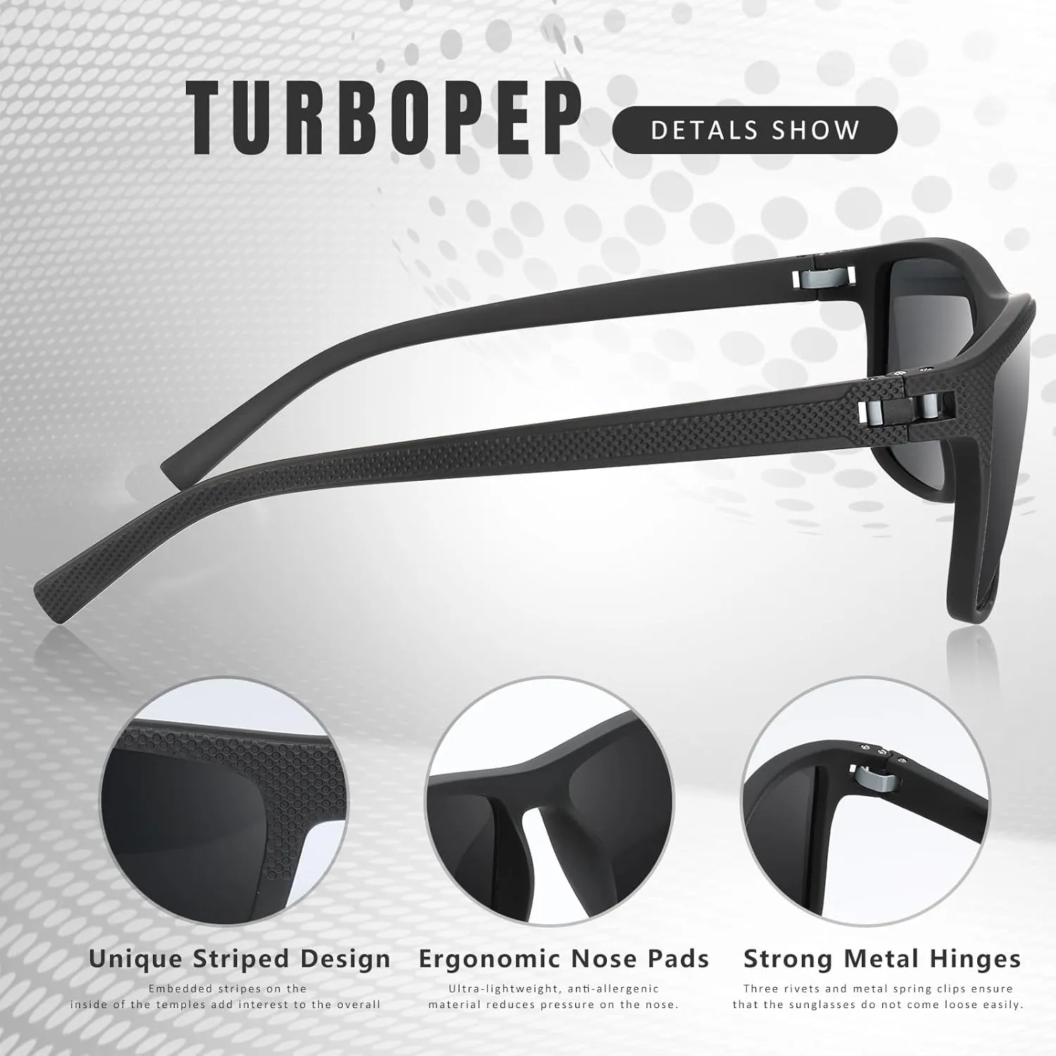 Square Polarized Sunglasses for Men and Women Lightweight Frame Sun Glasses with UV Protection