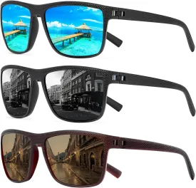 Square Polarized Sunglasses for Men and Women Lightweight Frame Sun Glasses with UV Protection