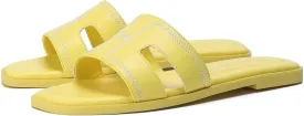 Stratuxx Kaze Womens Flat Sandals Dressy Summer Slide Leather Sandals Comfortable Cute Black Summer Slides for Women