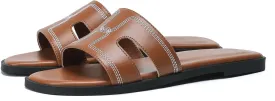 Stratuxx Kaze Womens Flat Sandals Dressy Summer Slide Leather Sandals Comfortable Cute Black Summer Slides for Women