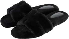 Stratuxx Kaze Womens Fur Slippers Comfy House Slide Sandals Open Toe Memory Foam Indoor Fluffy Slippers for Women