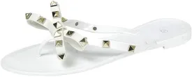 TOP Moda Womens Studded Jelly Flip Flops Sandals with Bow