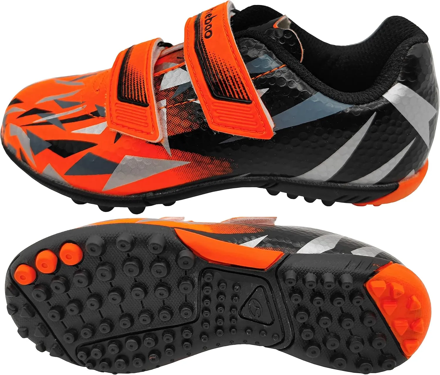 Turf Soccer Shoes for Boys Girls Football Cleats Hook-and-Loop Adjustable Strap (Toddler/Little Kid)