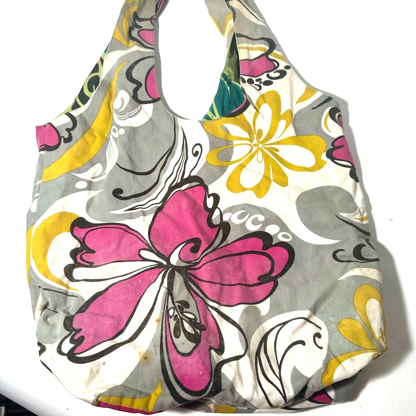 Vibrant Pink and Yellow Floral Tote Bag