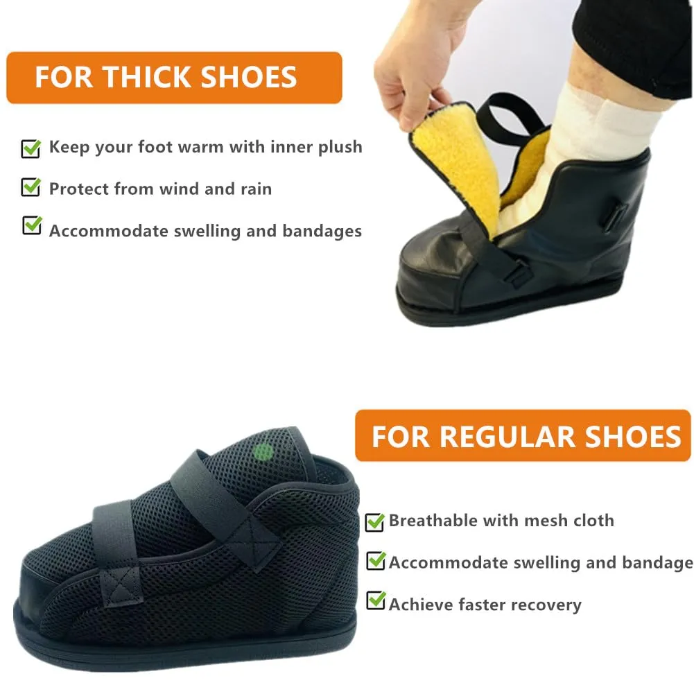 WEEOATAR Medical Boot,Post-op Shoe,Adjustable Walking Shoe with Magic Stickers, Orthopedic Boot Recovery Shoe for Post-surgery,Broken Foot or Toe,Stress Fractures,Bunions,or Hammer(Thin,Black2,XL)