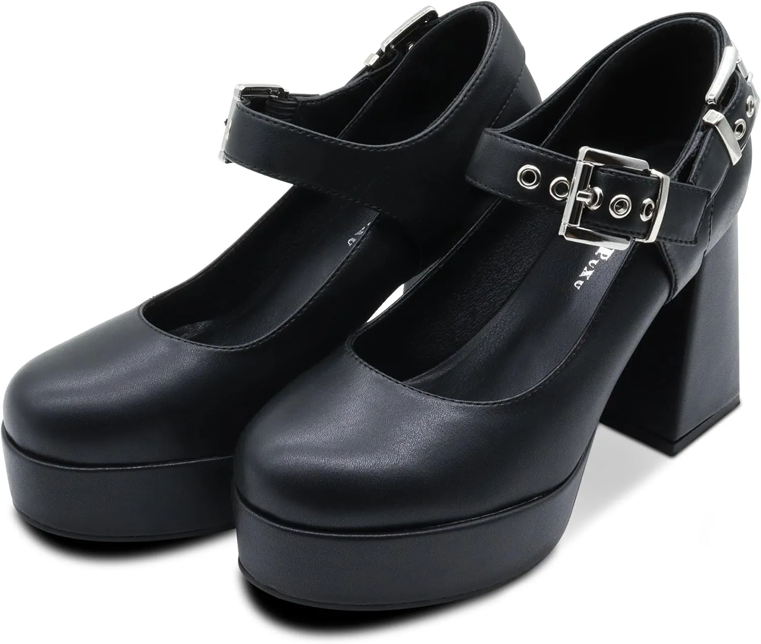 Women's Closed Toe Chunky Platform Block Heels Ankle Strap Goth Mary Janes Shoes