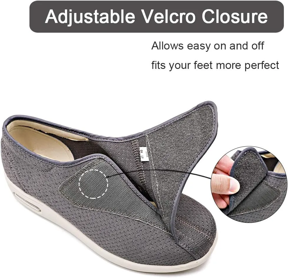 Women's Comfy Diabetic Shoes with Arch Support for Edema Swollen Feet Breathable Mesh Sneakers Lightweight Adjustable Strap Plantar Fasciitis Slippers