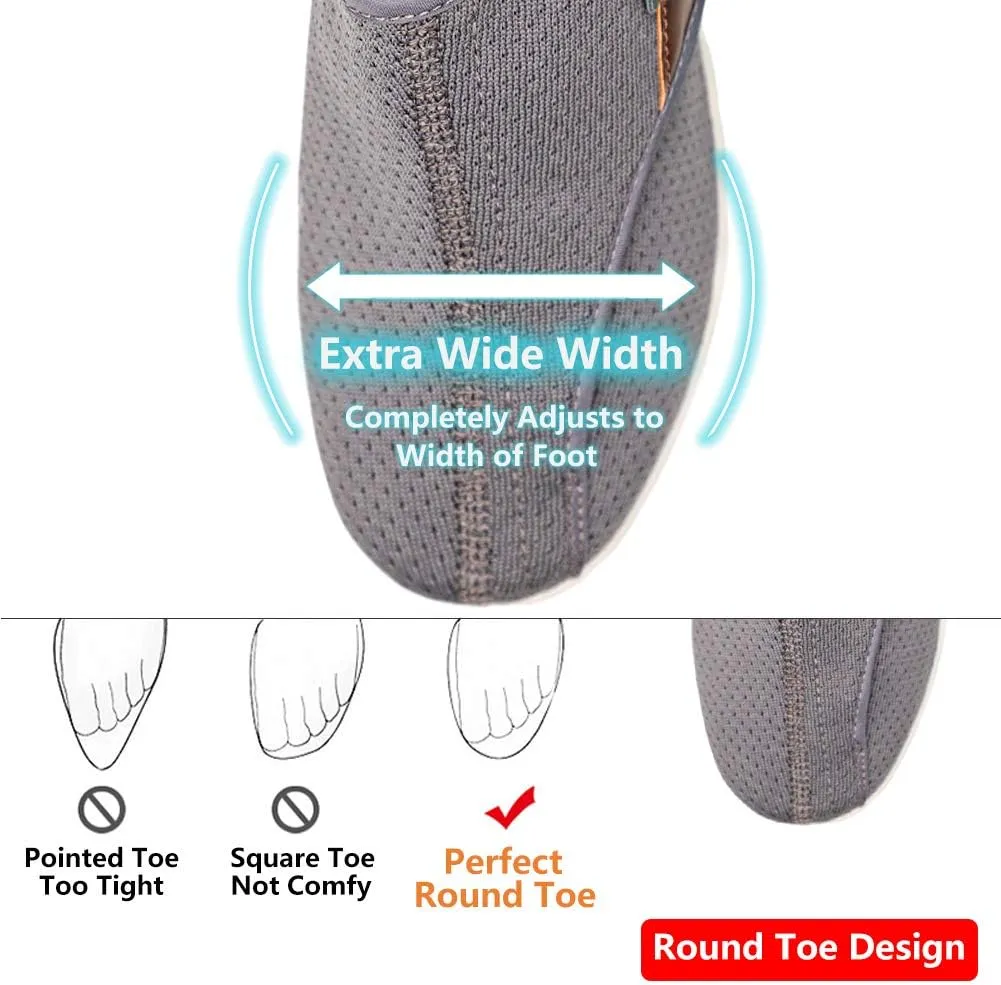 Women's Comfy Diabetic Shoes with Arch Support for Edema Swollen Feet Breathable Mesh Sneakers Lightweight Adjustable Strap Plantar Fasciitis Slippers