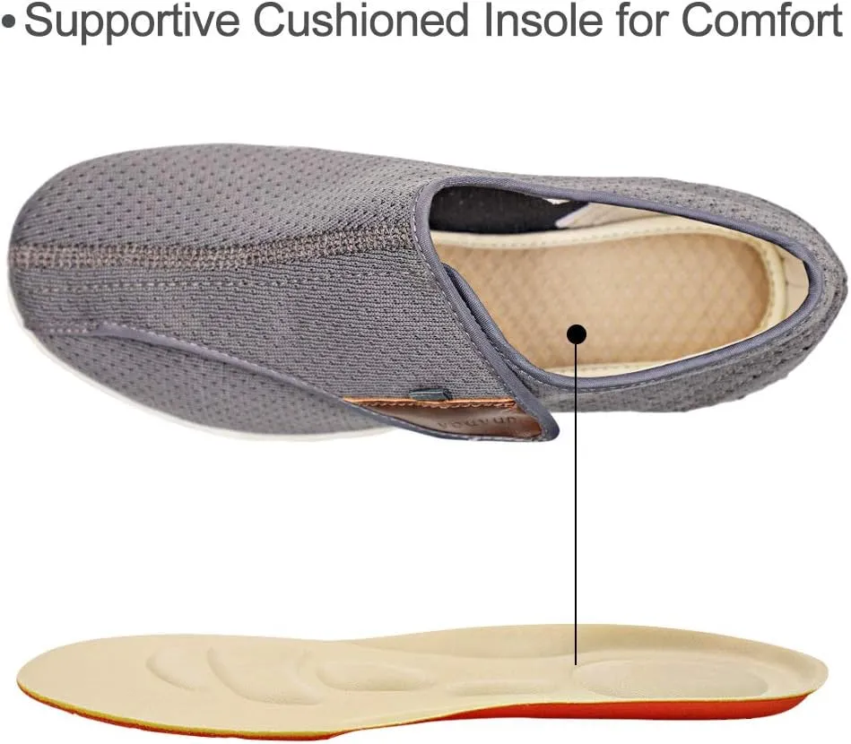 Women's Comfy Diabetic Shoes with Arch Support for Edema Swollen Feet Breathable Mesh Sneakers Lightweight Adjustable Strap Plantar Fasciitis Slippers