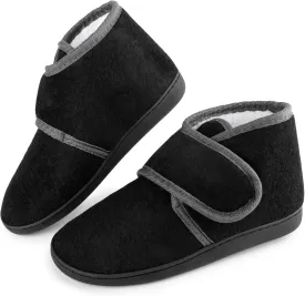 Women's Wide Diabetic Slippers Adjustable Hook and Loop Memory Foam Arthritis Edema Swollen Feet House Shoes Comfortable Breathable Indoor/Outdoor Slip On Slippers