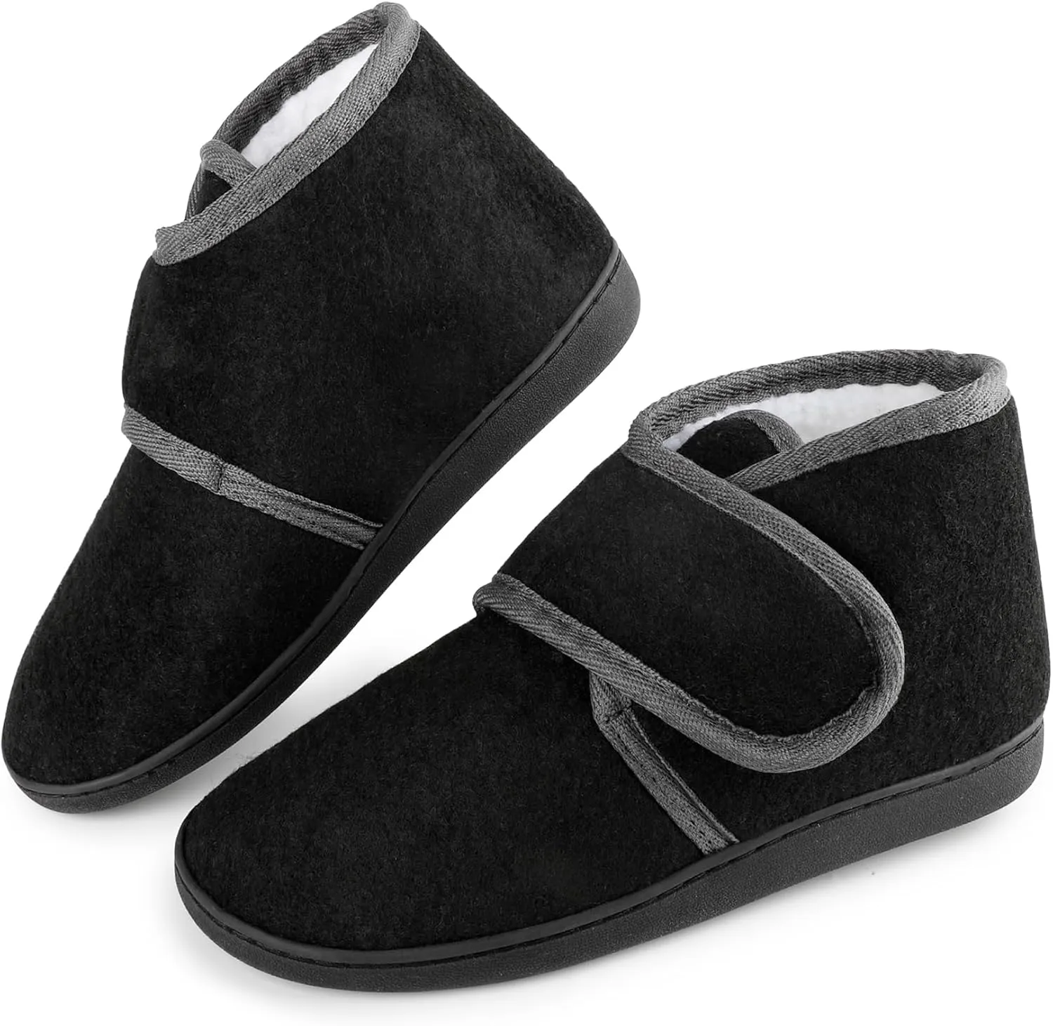 Women's Wide Diabetic Slippers Adjustable Hook and Loop Memory Foam Arthritis Edema Swollen Feet House Shoes Comfortable Breathable Indoor/Outdoor Slip On Slippers