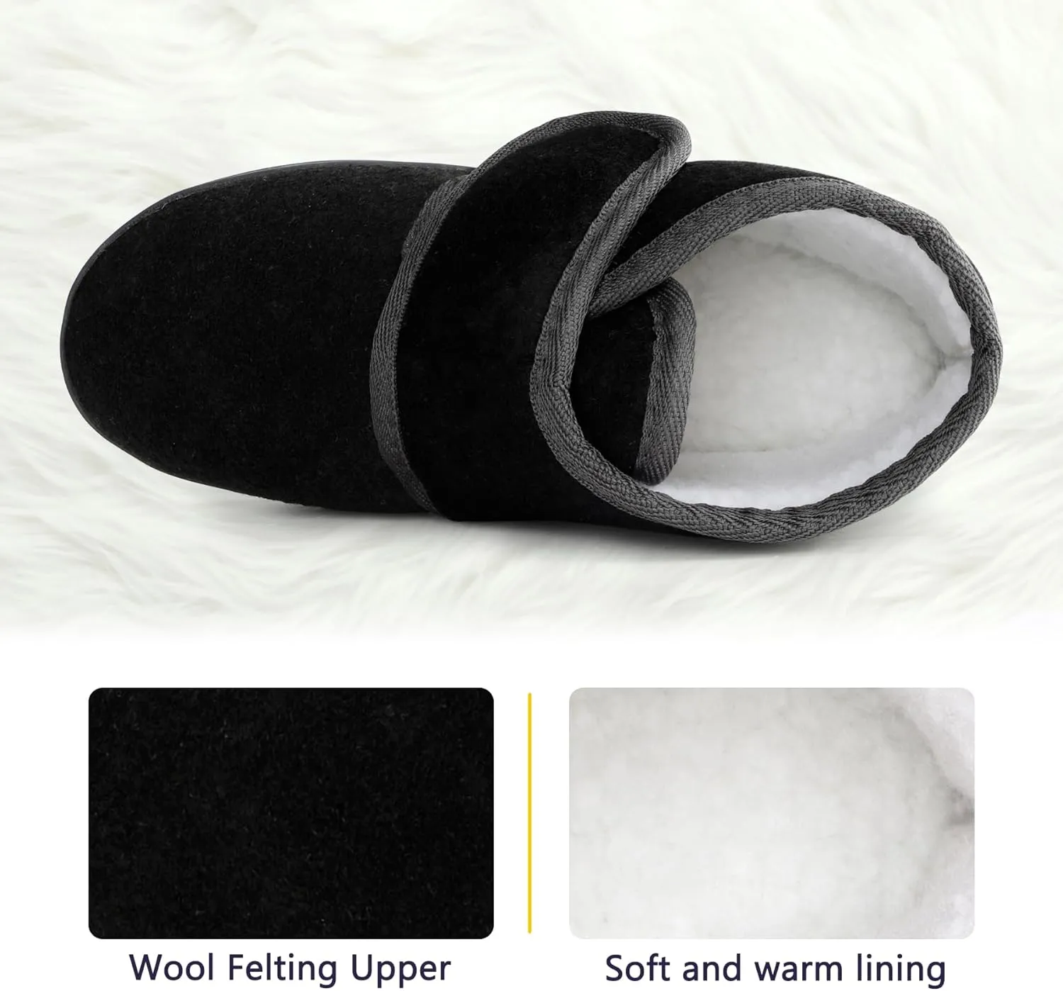 Women's Wide Diabetic Slippers Adjustable Hook and Loop Memory Foam Arthritis Edema Swollen Feet House Shoes Comfortable Breathable Indoor/Outdoor Slip On Slippers