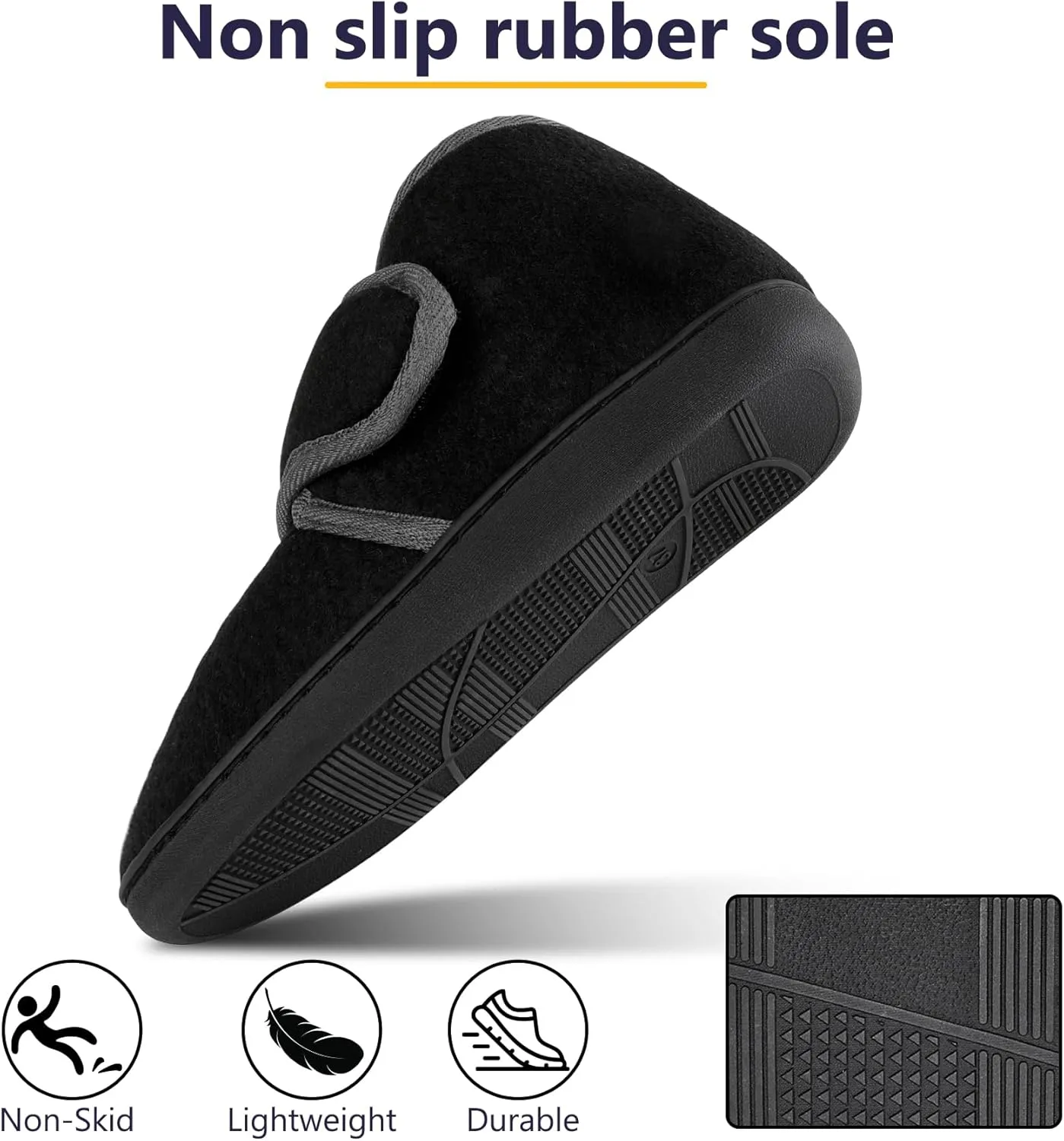 Women's Wide Diabetic Slippers Adjustable Hook and Loop Memory Foam Arthritis Edema Swollen Feet House Shoes Comfortable Breathable Indoor/Outdoor Slip On Slippers