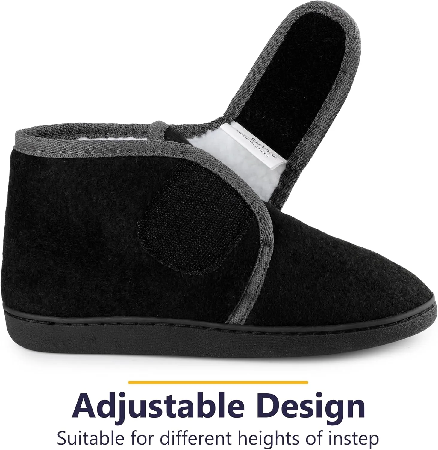 Women's Wide Diabetic Slippers Adjustable Hook and Loop Memory Foam Arthritis Edema Swollen Feet House Shoes Comfortable Breathable Indoor/Outdoor Slip On Slippers
