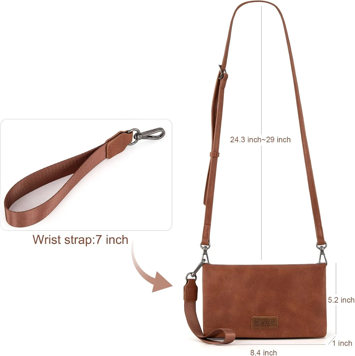 Wrangler Wristlet Wallet RFID Blocking Clutch Bifold Purse Women Credit Card Holder Cow Print with Crossbody Strap