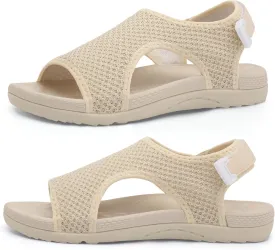 XIHALOOK Womens Orthopedic Walking Sandals with Adjustable Hooks Open Toe Sports Sandals Breathable Knit Summer Shoes