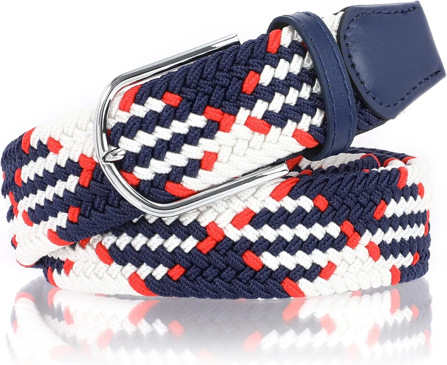 XZQTIVE Braided Belt Stretch Belt for Men and Women Multicolored Woven Golf Belt Elastic Jean Belts