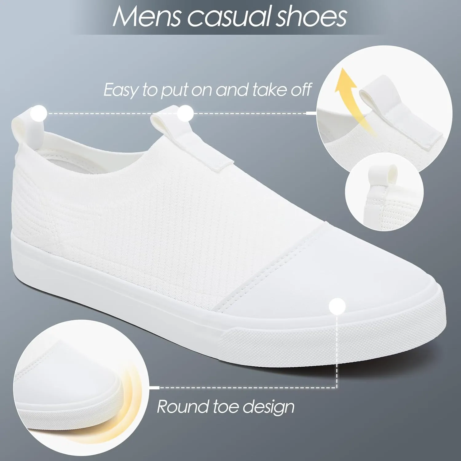 yageyan Mens Loafers Shoes Comfortable Mens Slip on Sneakers White Shoes Black Casual Fashion Shoes