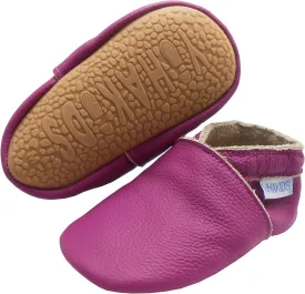 YIHAKIDS Baby Rubber Sole Shoes Boys Girls Infant Crawling Toddler Moccasins Leather Walking Anti-Slip Sole Slippers Newborn Mini Kids Crib Boots 0-24 Months