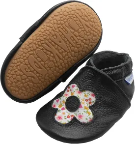 YIHAKIDS Baby Rubber Sole Shoes Boys Girls Infant Crawling Toddler Moccasins Leather Walking Anti-Slip Sole Slippers Newborn Mini Kids Crib Boots 0-24 Months