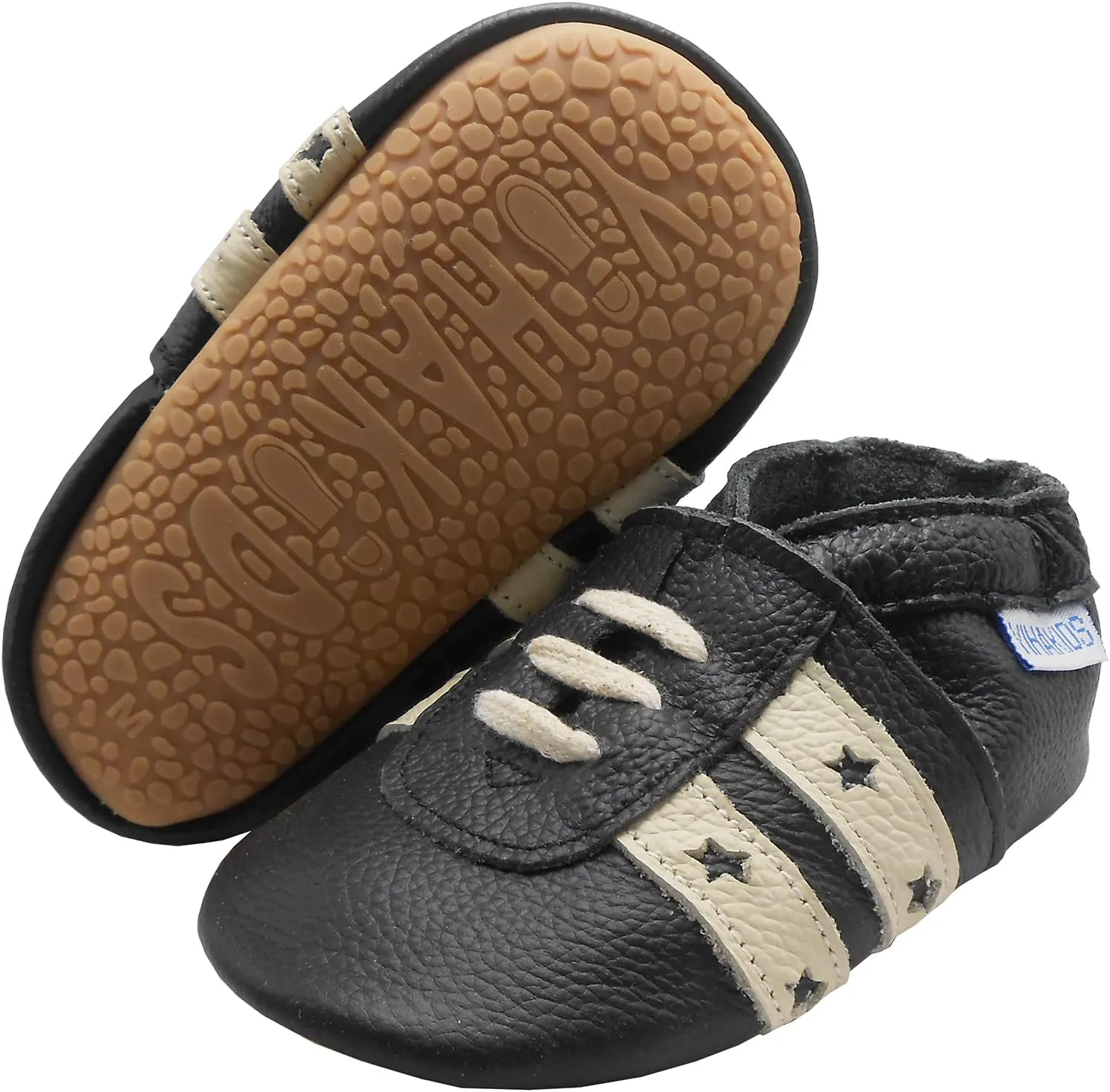 YIHAKIDS Baby Rubber Sole Shoes Boys Girls Infant Crawling Toddler Moccasins Leather Walking Anti-Slip Sole Slippers Newborn Mini Kids Crib Boots 0-24 Months