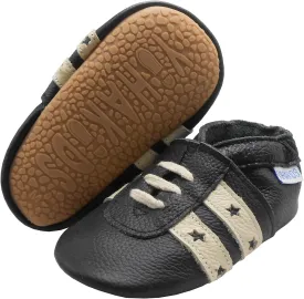 YIHAKIDS Baby Rubber Sole Shoes Boys Girls Infant Crawling Toddler Moccasins Leather Walking Anti-Slip Sole Slippers Newborn Mini Kids Crib Boots 0-24 Months