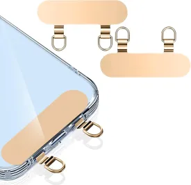 ZXZone 2 Way Metal Tab Tether, Upgraded Double Buckle Hole Ring Cell Lanyard Patch, Phone Strap Replacement Part for iPhone Cases (T, 2 Pieces) (Gold)